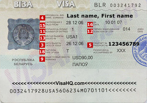 Visa de Bielorusia