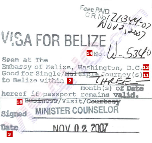 Visa de Belice