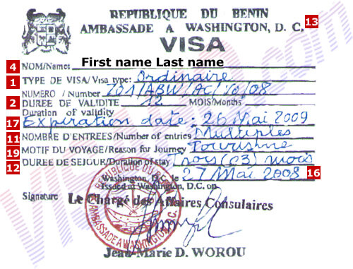 Visa de Benin