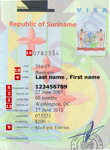 Visa de Suriname